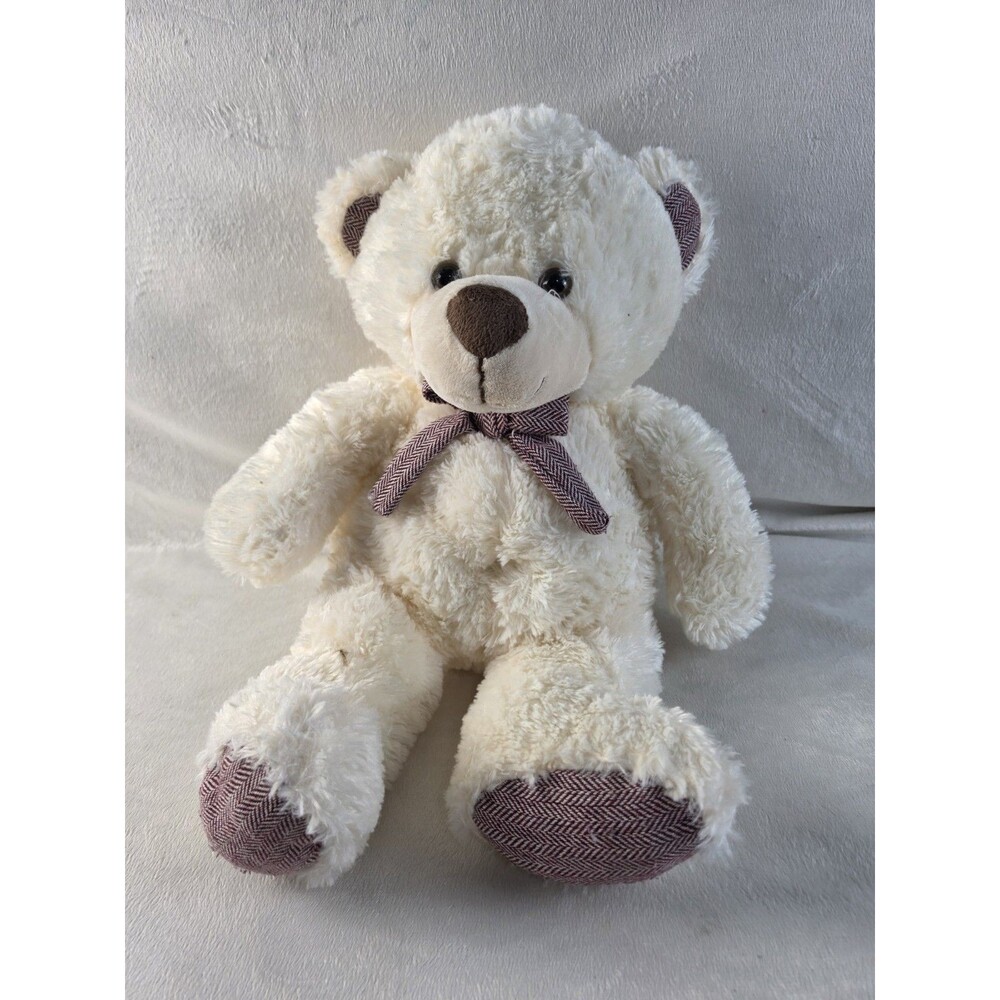 Dan Dee Collector's Choice Ivory Plush Teddy Bear with Herringbone